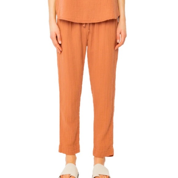 Xirena Jordyn Rust Orange Cotton Gauze Drawstring Pants - Picture 1 of 7